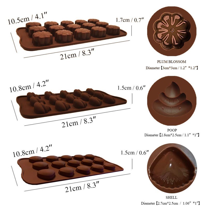 CNYMANY 6 pcs Silicone Chocolate Molds, CNYMANY Candy Mold Jelly Mould Non-Stick Kitchen Baking Pans Ice Cube Trays for Party Festival - 6 Shapes - Image 2